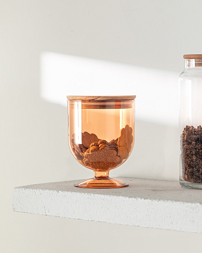 Контейнер для хранения продуктов Marion с крышкой 900 мл., 11.7x11.7x15.2 см. - янтарный