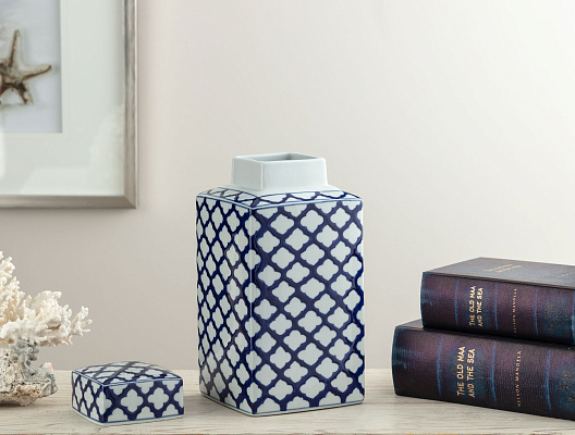 Ваза с крышкой Créteil Blanc 15x15x30 см 