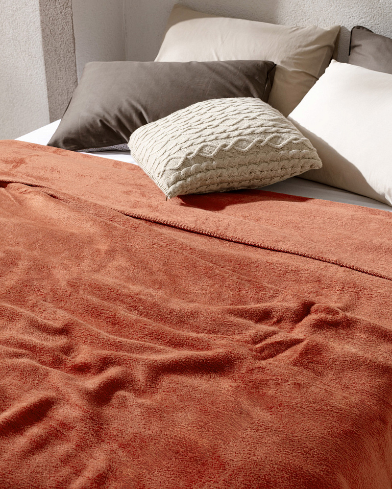 Покрывало полутораспальное Plain 200x220 см. - терракотовый