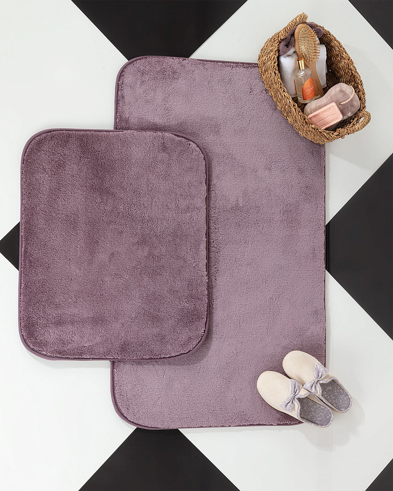 Комплект ковриков для ванной комнаты Carol 2 шт - сливовый. 60X100см , 50X60CM