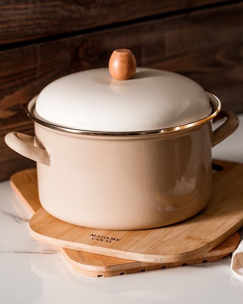 Кастрюля Bonneville с крышкой 4,5 л. - бежевая