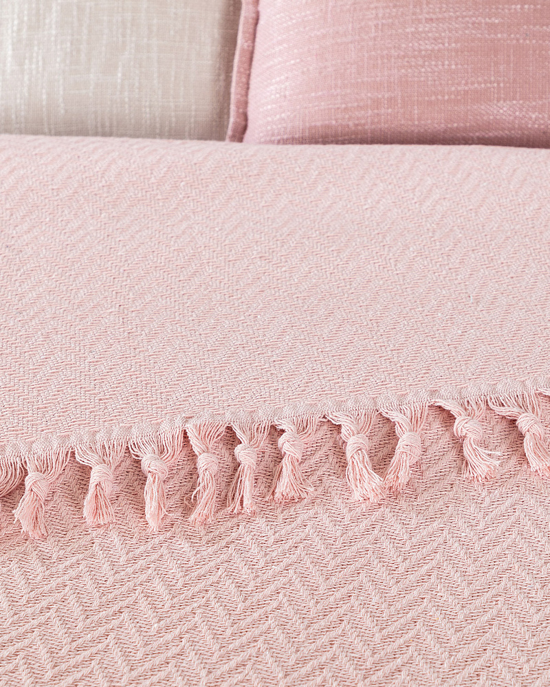 Покрывало двуспальное Stephane Woven 220x240 см. - пудровое