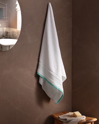 Банное полотенце Mere 70х140см - белый/мятный