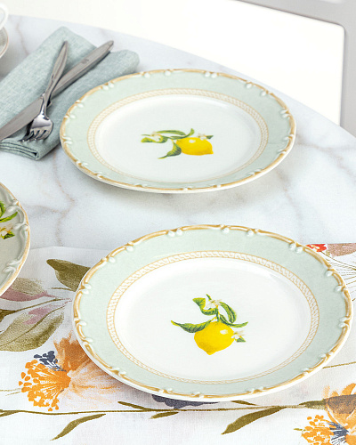 Набор тарелок для десертов из фарфора Lemon из 6 шт., 19 см - белый