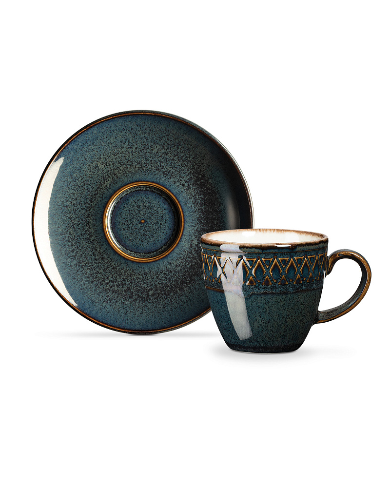 Набор кружек для кофе Antique из 4 шт., 90 мл. - индиго