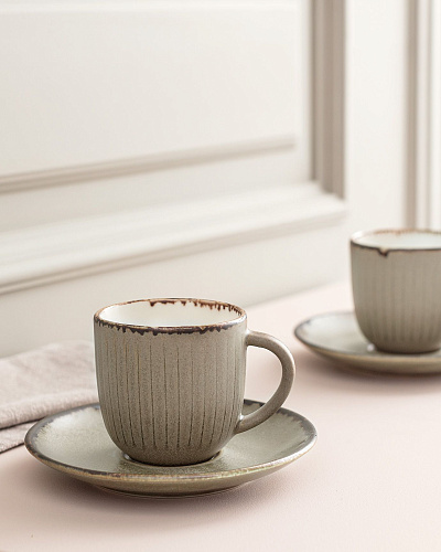 Кофейный набор Hiver из 2 чашек и 2 блюдец, фарфор, 90мл