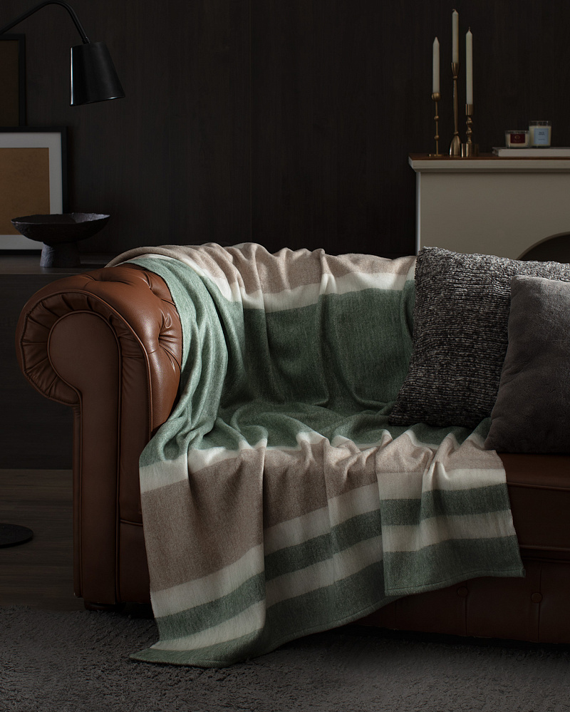 Плед Origny 130x170 см. - серый / зеленый