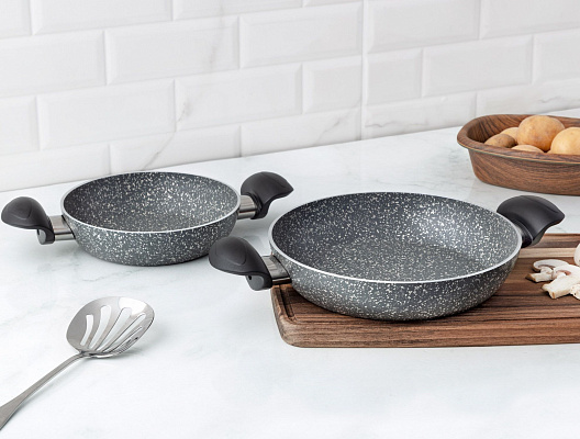 Набор из двух алюминиевых сковородок Gordes без крышек диаметр 16см + 20см - серый