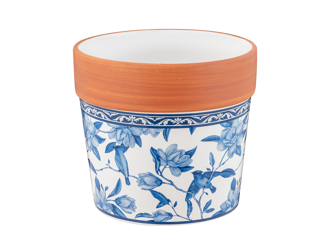 Кашпо Camile 12x12x11 см. - белый / синий