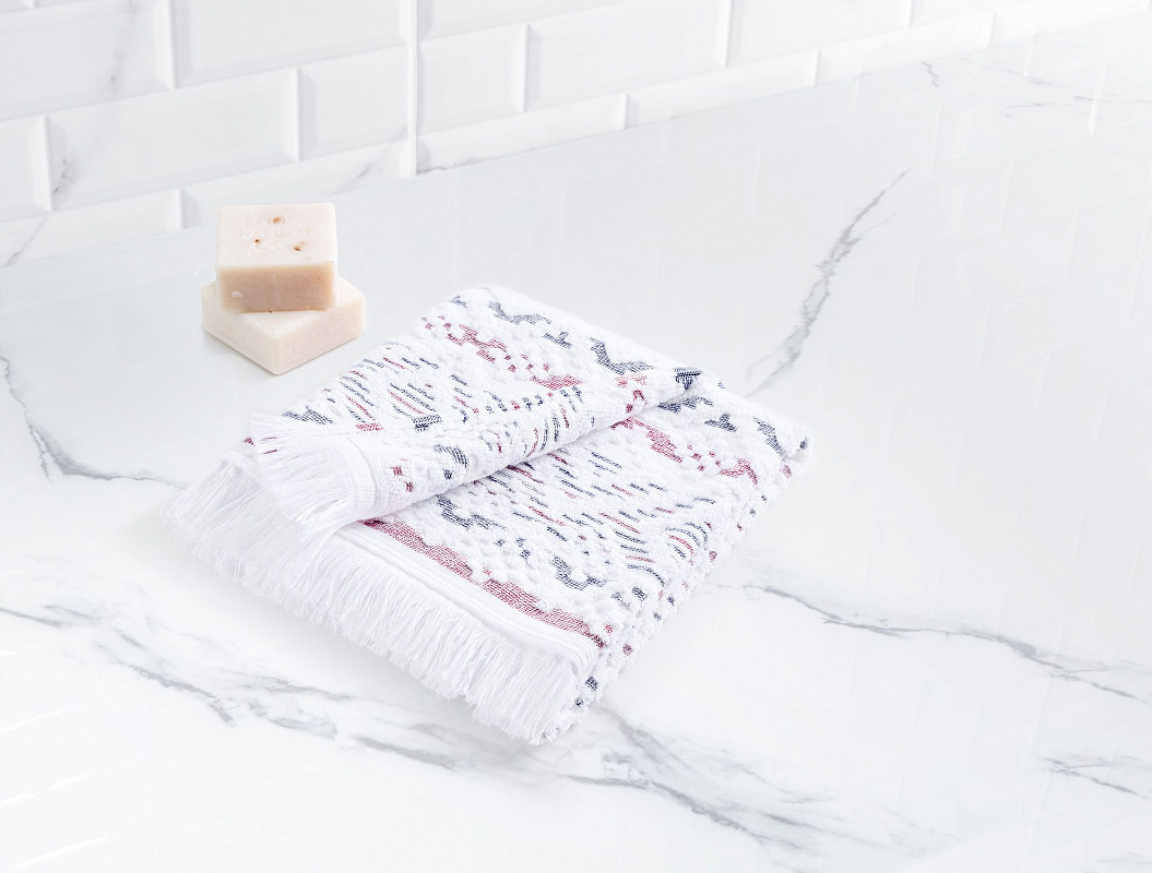 Полотенце для лица Annabel 50x70 см - темно-синее / красное