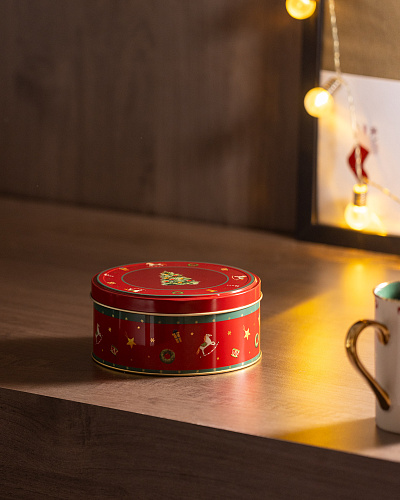 Круглая металлическая коробка Bonni с крышкой 13x13x6 см, металл