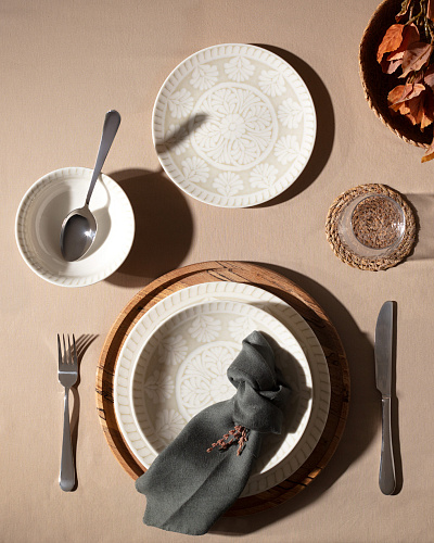 Столовый сервиз Relief из 24 шт. - белый / бежевый