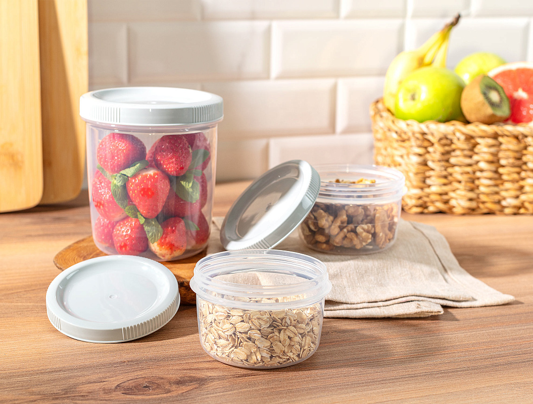 Набор контейнеров Dieppe из 3 шт., 10,2x10,2x11,3 см. - светло-зеленый