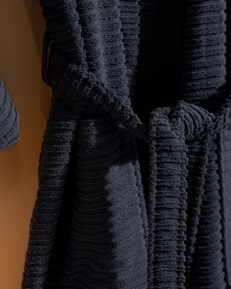 Набор банный унисекс халат и полотенце Carla из 2 шт., L-XL р., 50x90 см. - темно-синий