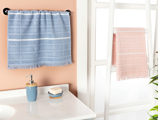 Набор полотенец для лица Louis из 2 шт., 50x70см - синий/пудровый