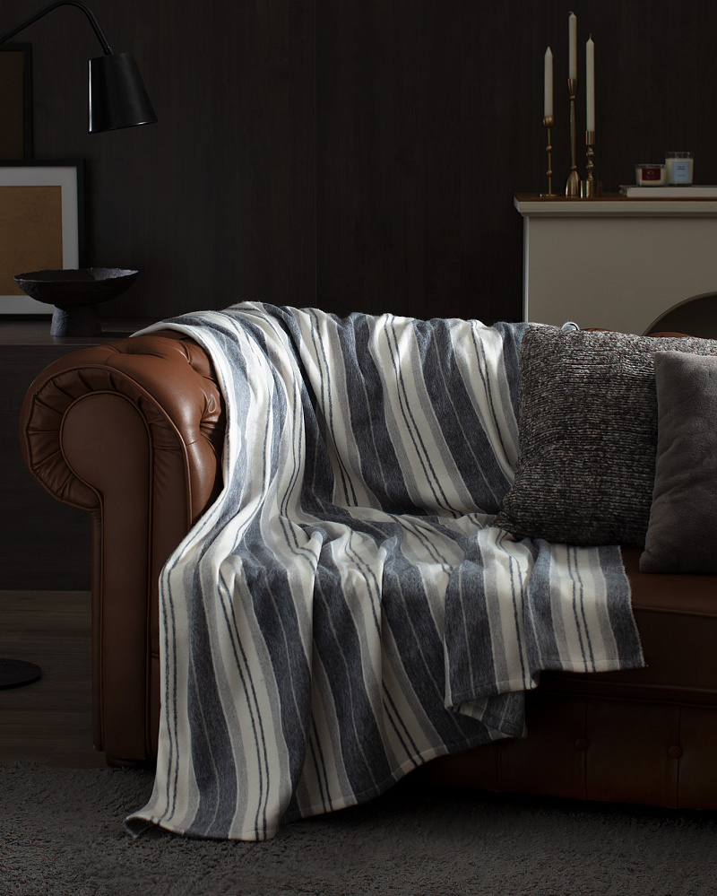 Плед Nanny 130x170 см. - серый / синий