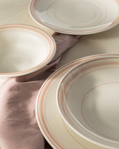 Столовый сервиз Moulin из 24 шт. - белый / персиковый