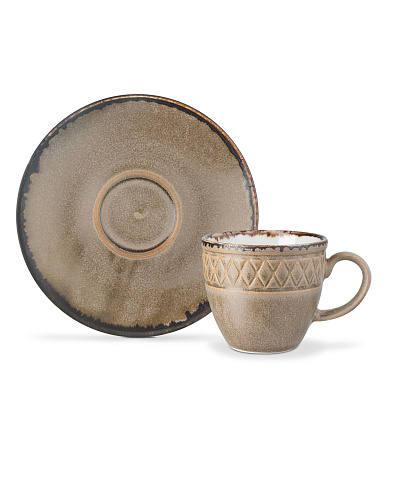 Кофейный набор Antique из 2 чашек и 2 блюдец, фарфор, 90мл