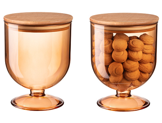 Контейнер для хранения с деревянной крышкой Marion 1600 мл. - янтарный