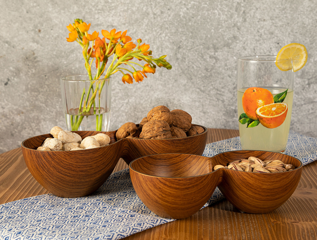 Двухсекционная чаша Evelin Oslo 10x19,8x5,5 см. - коричневая