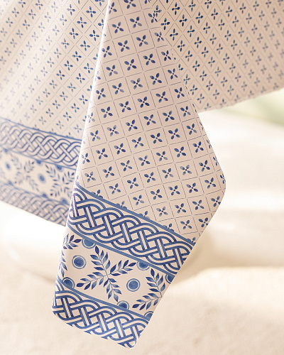 Скатерть Agnes 140х200 см - бежевая / голубая