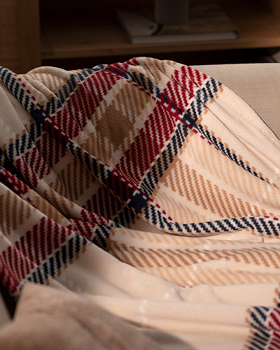 Плед Delit с принтом 130x170 см. - бежевый / красный