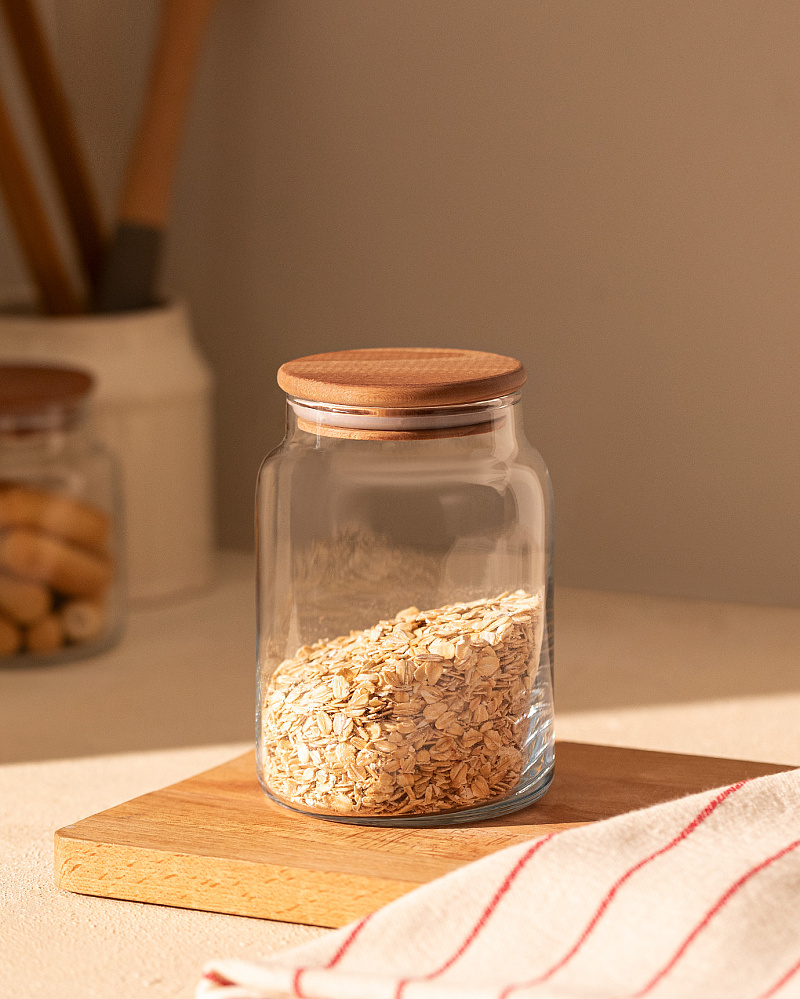 Банка Florence с деревянной крышкой 890 мл. - стекло, дерево