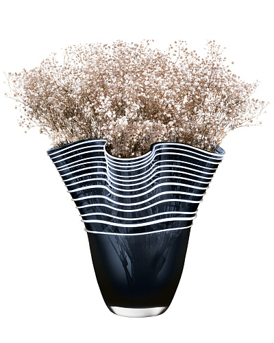 Стеклянная ваза ручной работы Honfleur 32x30 см. - синяя