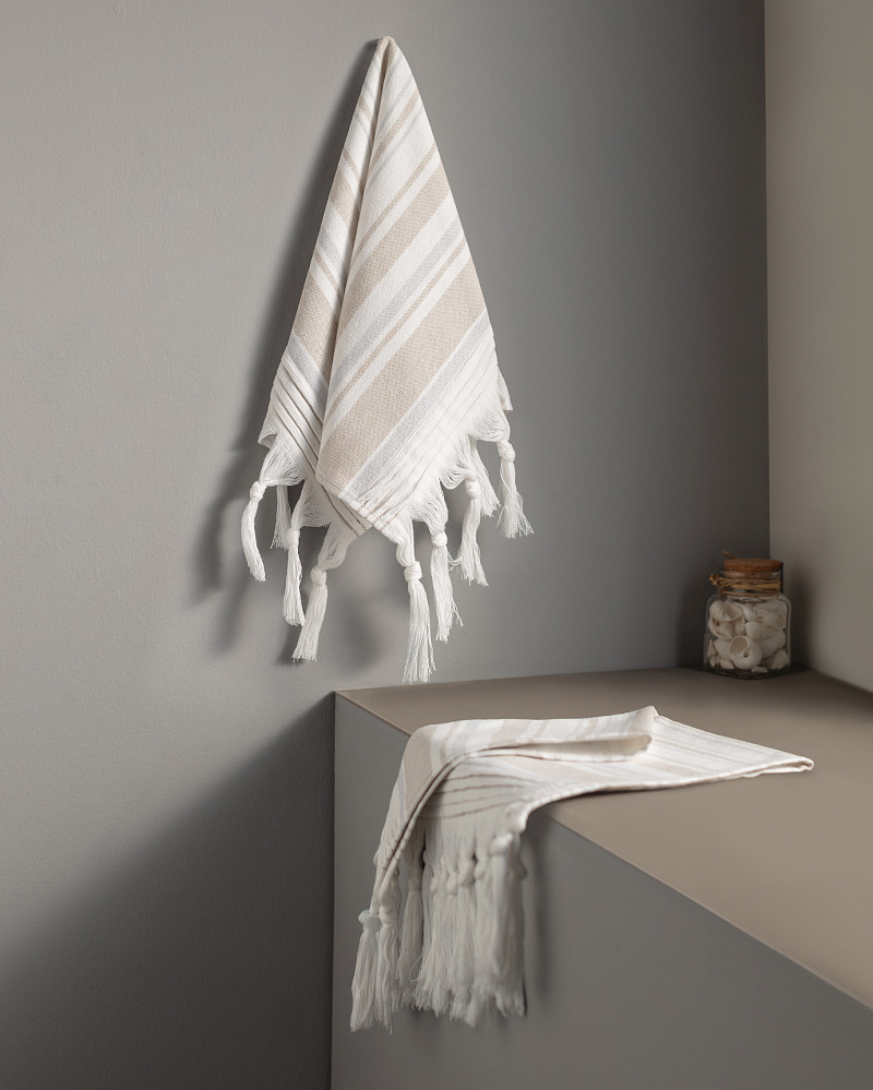 Набор полотенец для рук Raye Hammam из 2 шт., 30x45 см. - бежевое