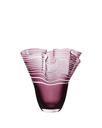 Стеклянная ваза Honfleur ручной работы 32х30 см. - сливово-белая