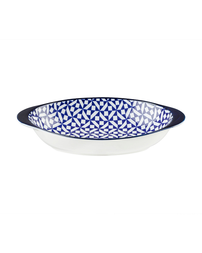 Тарелка Rêve Bleu Petite Nancy с ручкой 19x10,3x2,7 см. - белая / синяя