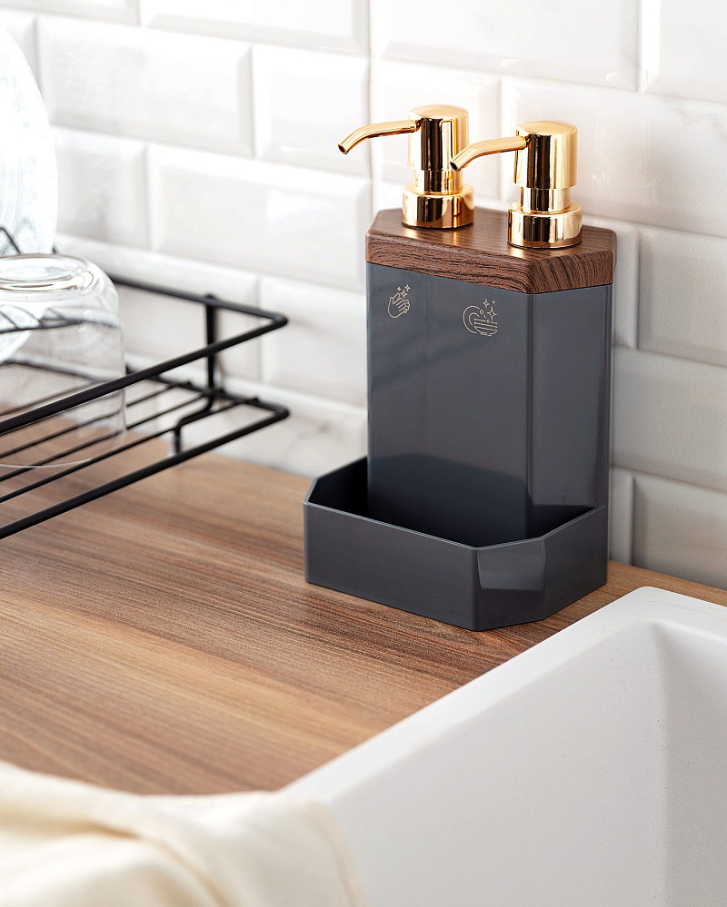 Диспенсер - пластиковый дозатор для жидкого мыла Benameur - антрацитовый