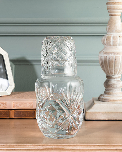 Графин Aron с бокалом-крышкой 9,3x9,3x20 см. - прозрачный