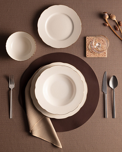 Набор посуды Amabella из 24 предметов - бело-золотистый