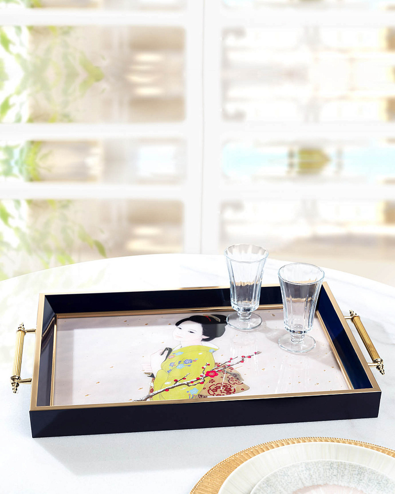 Поднос Charlise с ручками 46x31x7 см. - разноцветный