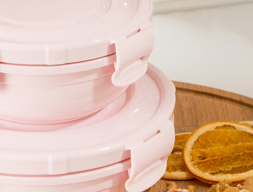 Контейнер Round Storage из 2 шт., 400-800 мл. - розовый