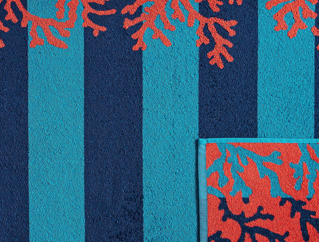 Пляжное полотенце Beau 70x150 см. - синее / оранжевое