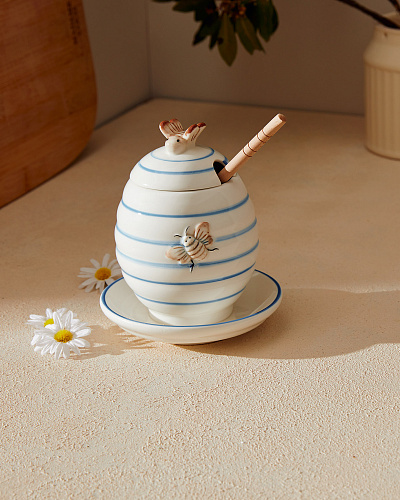 Банка для меда Flore с ложкой 12,5x12,5x14,8 см, керамика