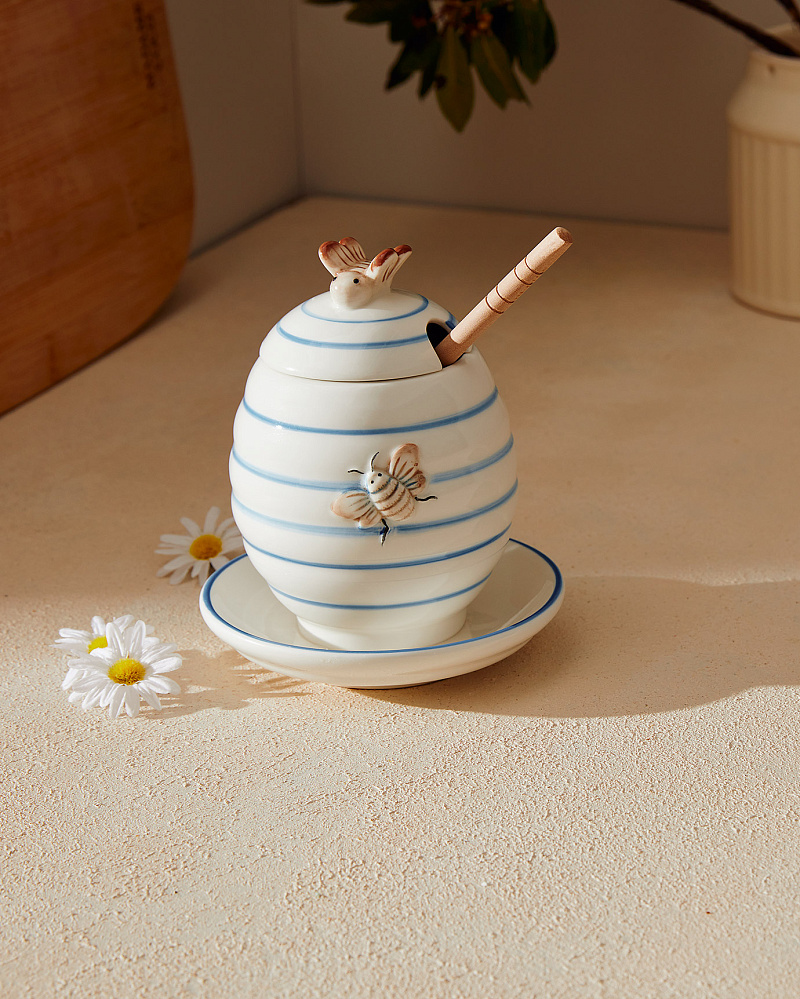 Банка для меда Flore с ложкой 12,5x12,5x14,8 см, керамика