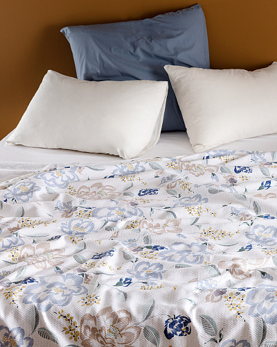 Покрывало односпальное Garland 150x220 см. - белое / синее