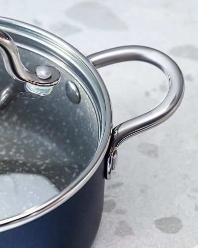 Набор посуды Mini Granite Look из 3 шт., 14 см. - синий