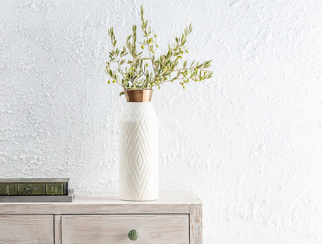 Ваза Aventurin 14x14x40,5 см. - белая