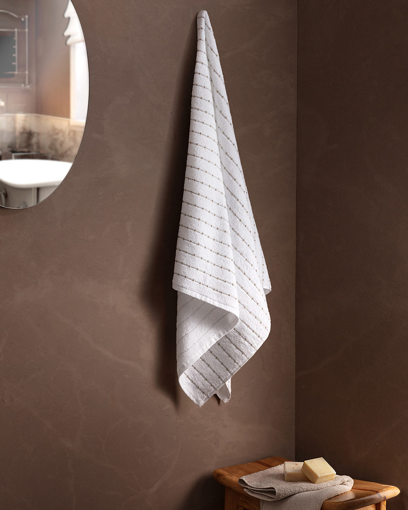 Банное полотенце Bande 70х140см - белое/бежевое