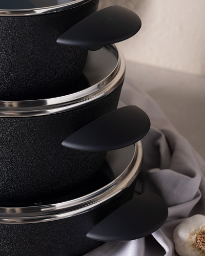 Набор посуды Titanium Professional из 7 шт., 18-22-26 см. - темно-серый