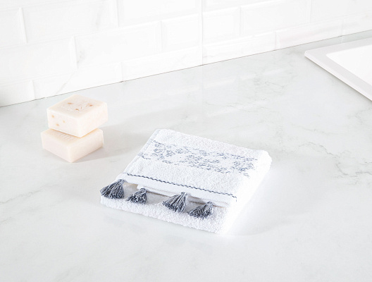 Полотенце для рук Fayette Luxury Collection 30x46 см. - белое / темно-синее