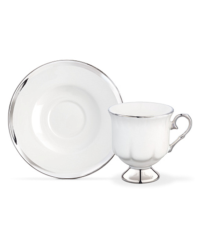 Набор чашек и блюдец Yolande Crocus из 4 шт., 90 мл - серебряный.