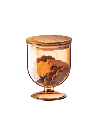 Контейнер для хранения продуктов Marion с крышкой 900 мл., 11.7x11.7x15.2 см. - янтарный