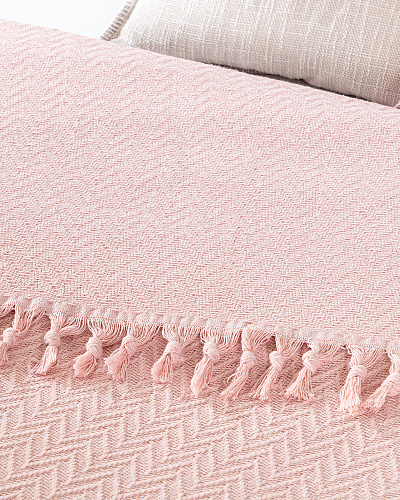 Покрывало двуспальное Stephane Woven 220x240 см. - пудровое