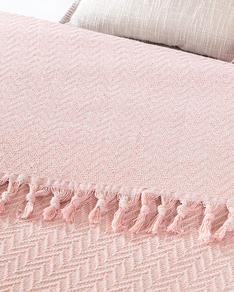 Покрывало двуспальное Stephane Woven 220x240 см. - пудровое