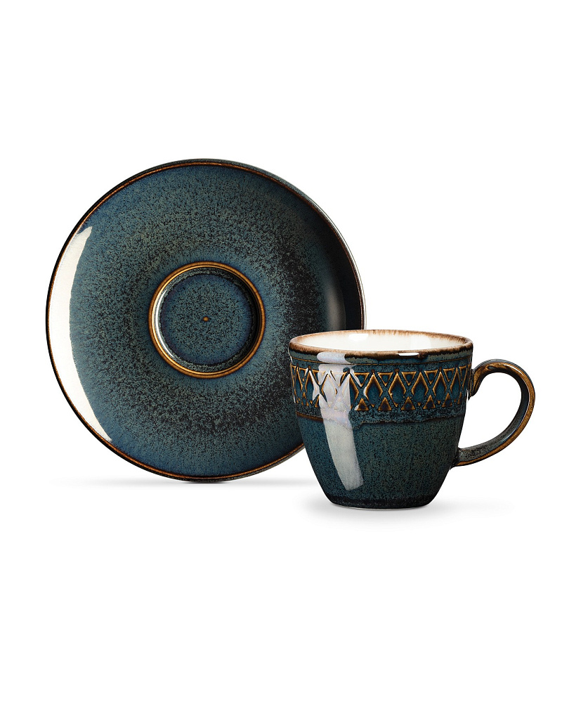 Набор кружек для кофе Antique из 4 шт., 90 мл. - индиго